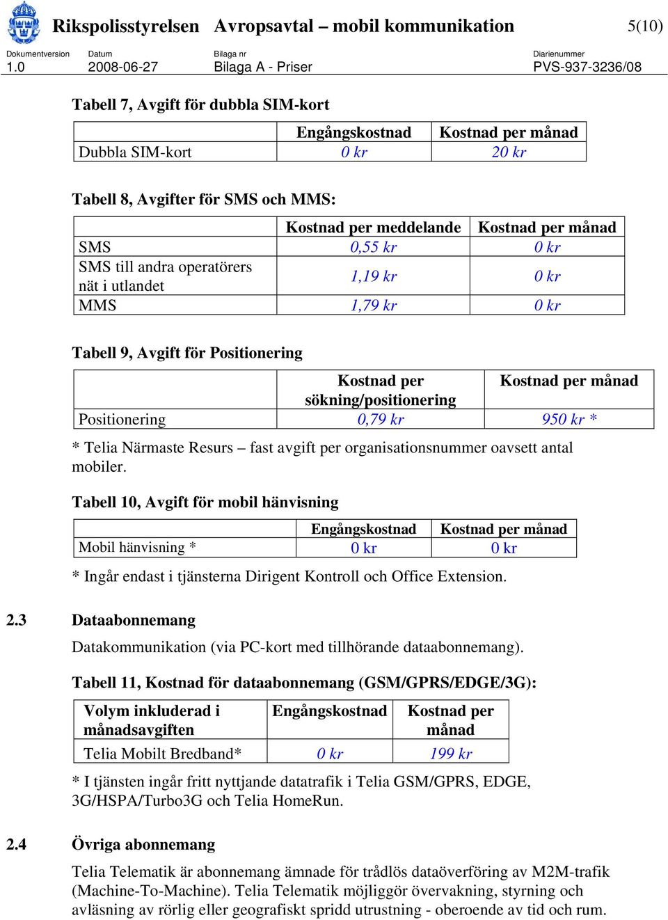 950 kr * * Telia Närmaste Resurs fast avgift per organisationsnummer oavsett antal mobiler.