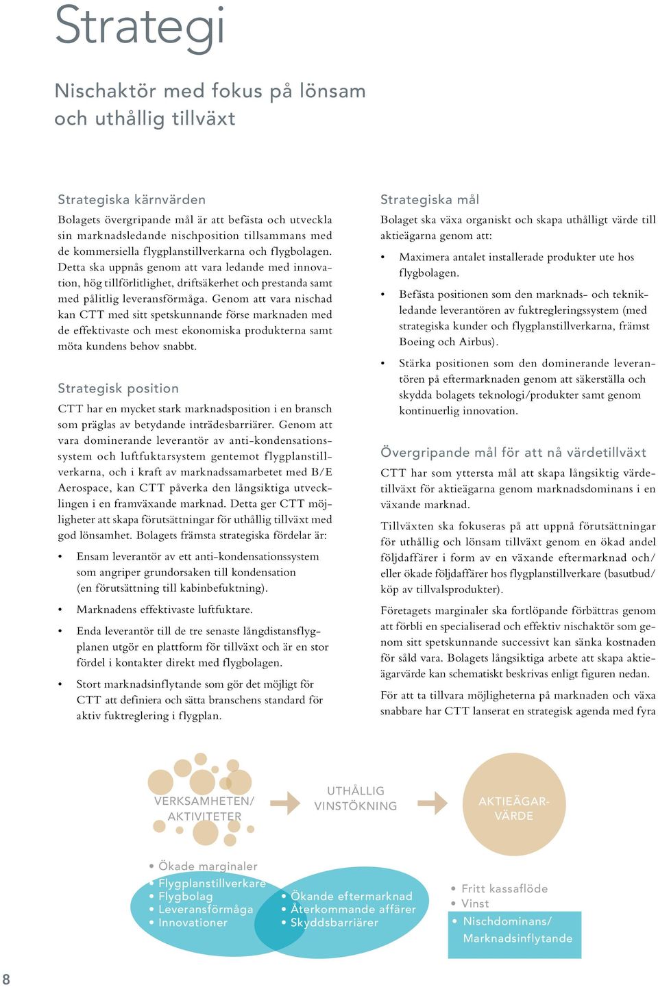 Genom att vara nischad kan CTT med sitt spetskunnande förse marknaden med de effektivaste och mest ekonomiska produkterna samt möta kundens behov snabbt.