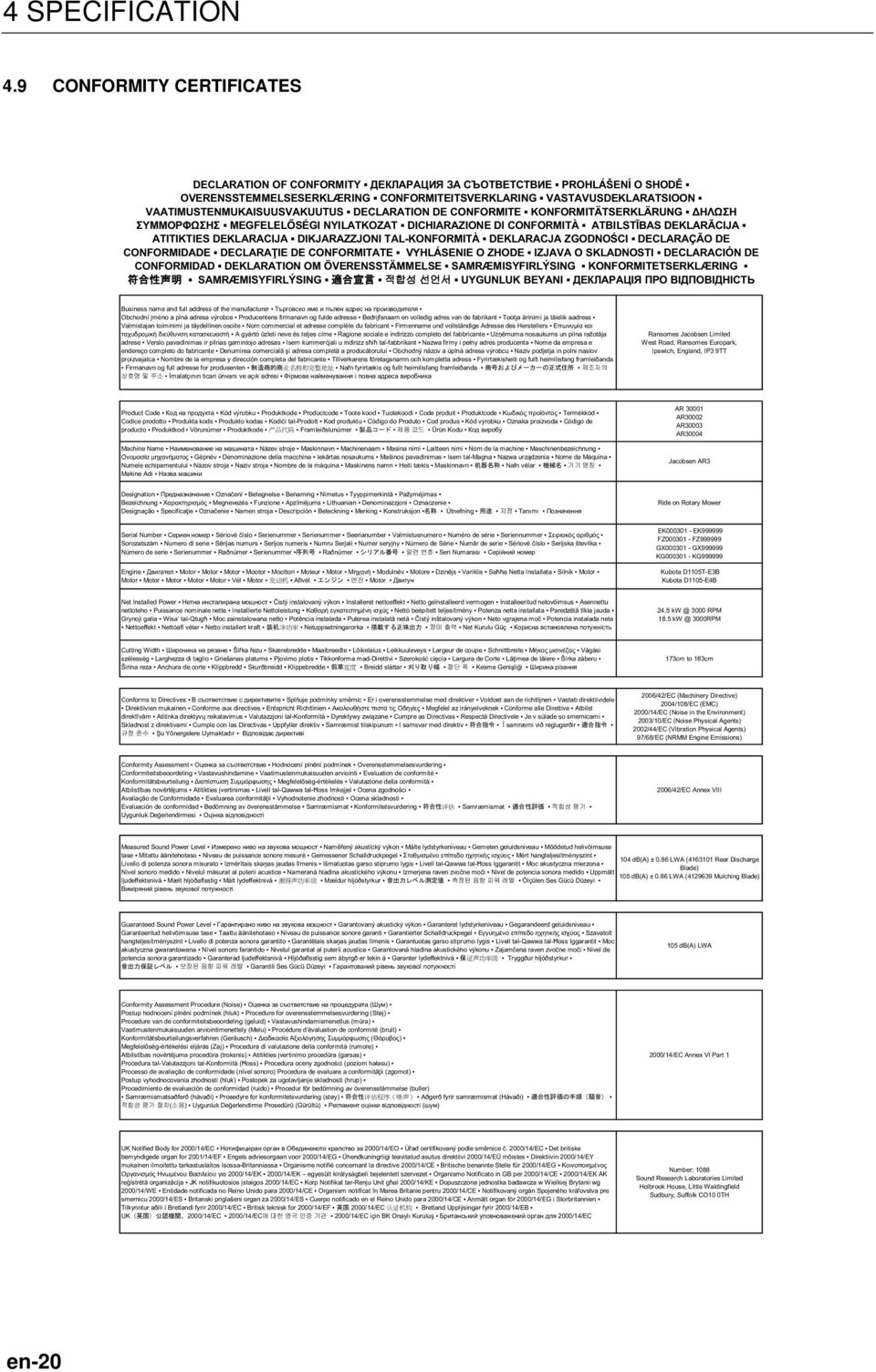 FZ000301 - FZ999999 GX000301 - GX999999 KG000301 - KG999999 Kubota D1105T-E3B Kubota D1105-E4B 24.5 kw @ 3000 RPM 18.