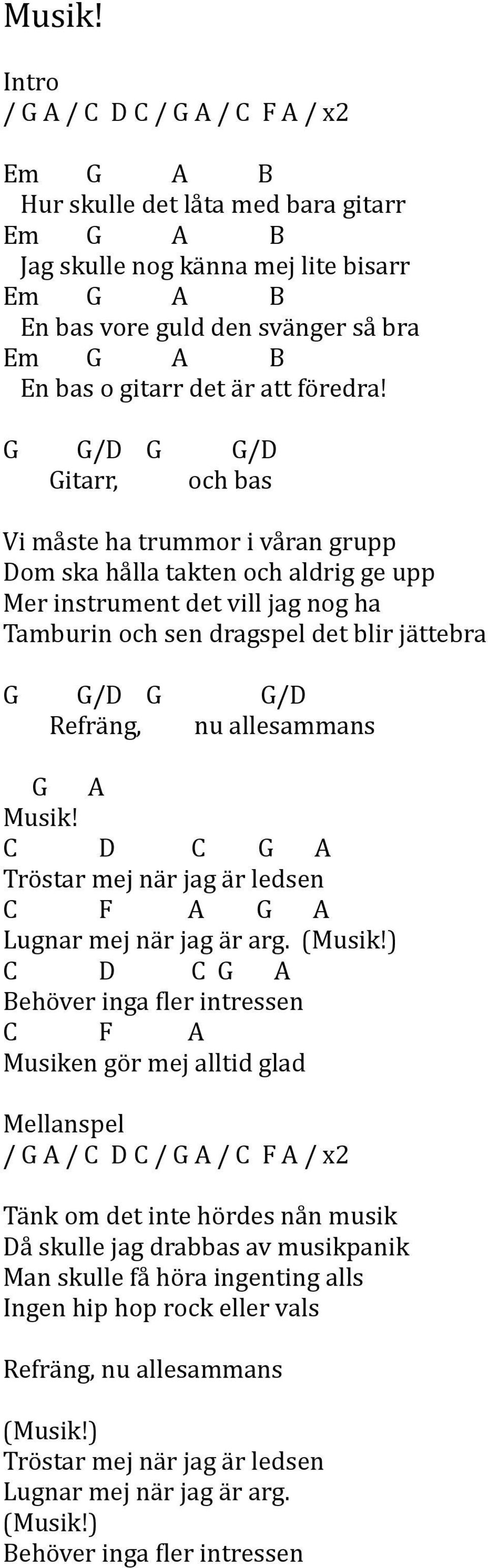 Texter & Ackord. All text och musik av Johan Eckman & Per ...
