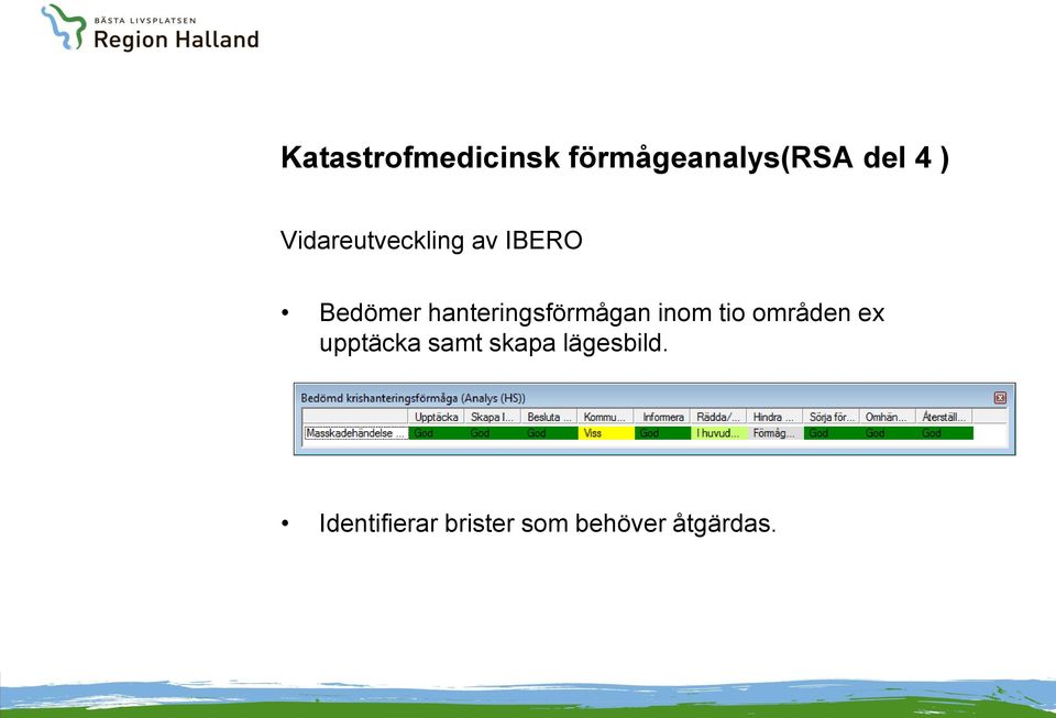 hanteringsförmågan inom tio områden ex upptäcka