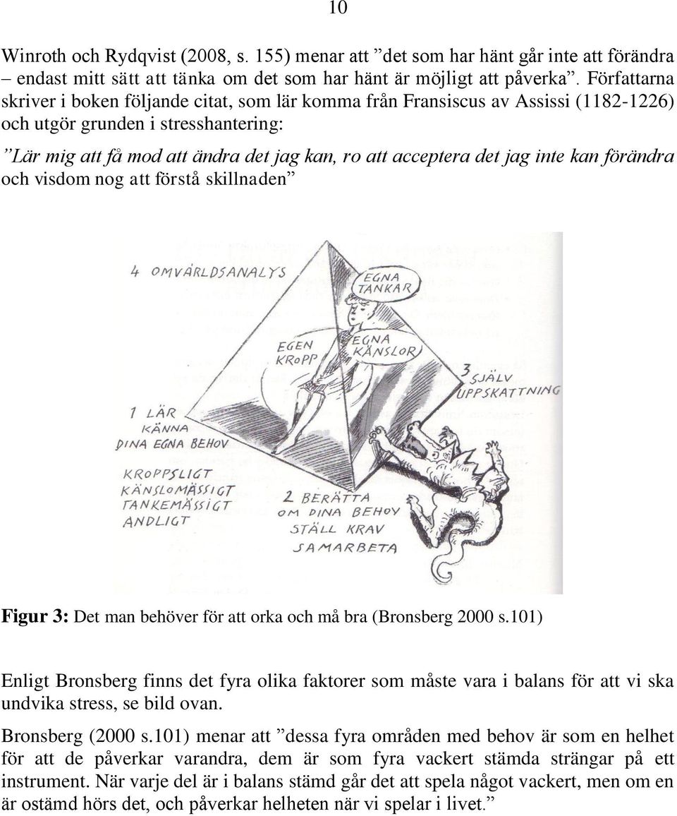 jag inte kan förändra och visdom nog att förstå skillnaden Figur 3: Det man behöver för att orka och må bra (Bronsberg 2000 s.