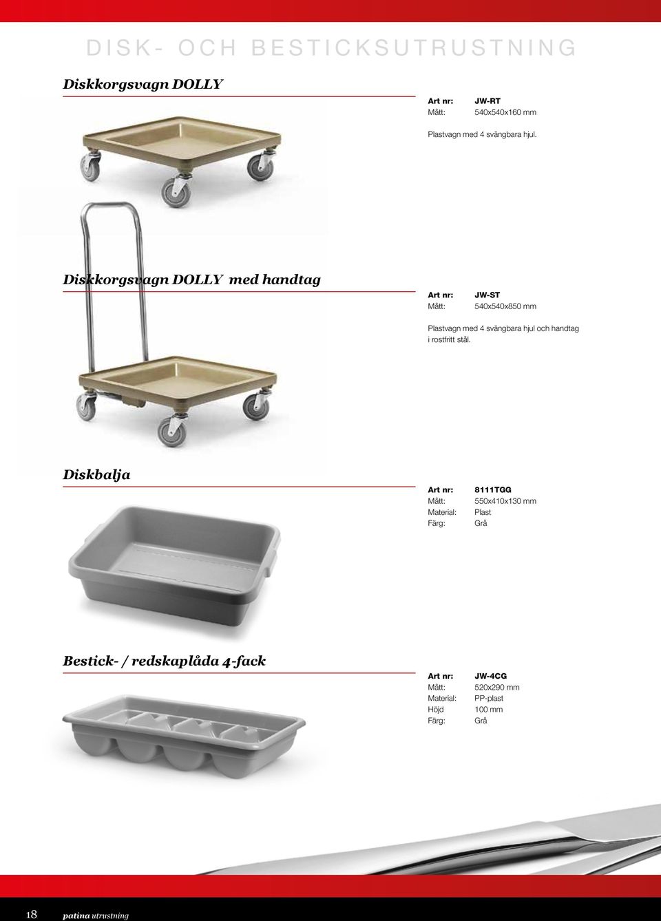 Diskkorgsvagn DOLLY med handtag JW-ST 540x540x850 mm Plastvagn med 4 svängbara hjul och handtag i