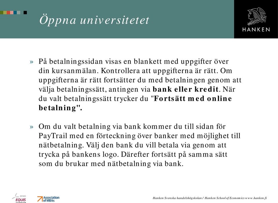 När du valt betalningssätt trycker du "Fortsätt med online betalning".