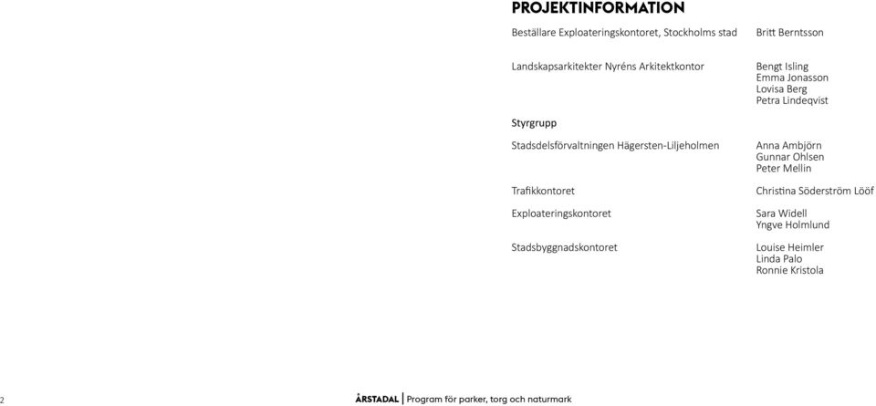 Hägersten-Liljeholmen Trafikkontoret Exploateringskontoret Stadsbyggnadskontoret Anna Ambjörn Gunnar Ohlsen Peter Mellin