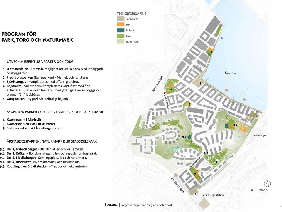 aktiviteter. Sjövikskajen förstärks med ytterligare en solbrygga och bryggor för fritidsbåtar. Gungparken - Ny park vid befintligt kajstråk.