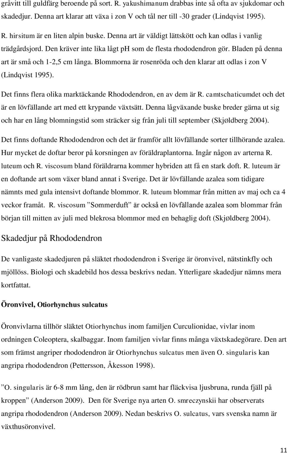 Blommorna är rosenröda och den klarar att odlas i zon V (Lindqvist 1995). Det finns flera olika marktäckande Rhododendron, en av dem är R.