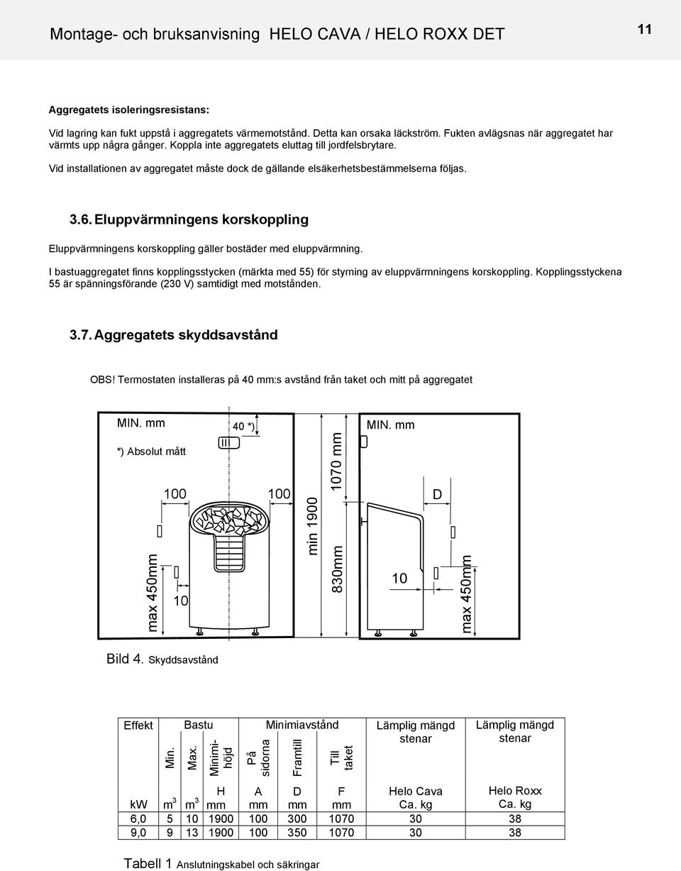 Vid installationen av aggregatet måste dock de gällande elsäkerhetsbestämmelserna följas. 3.6. Eluppvärmningens korskoppling Eluppvärmningens korskoppling gäller bostäder med eluppvärmning.