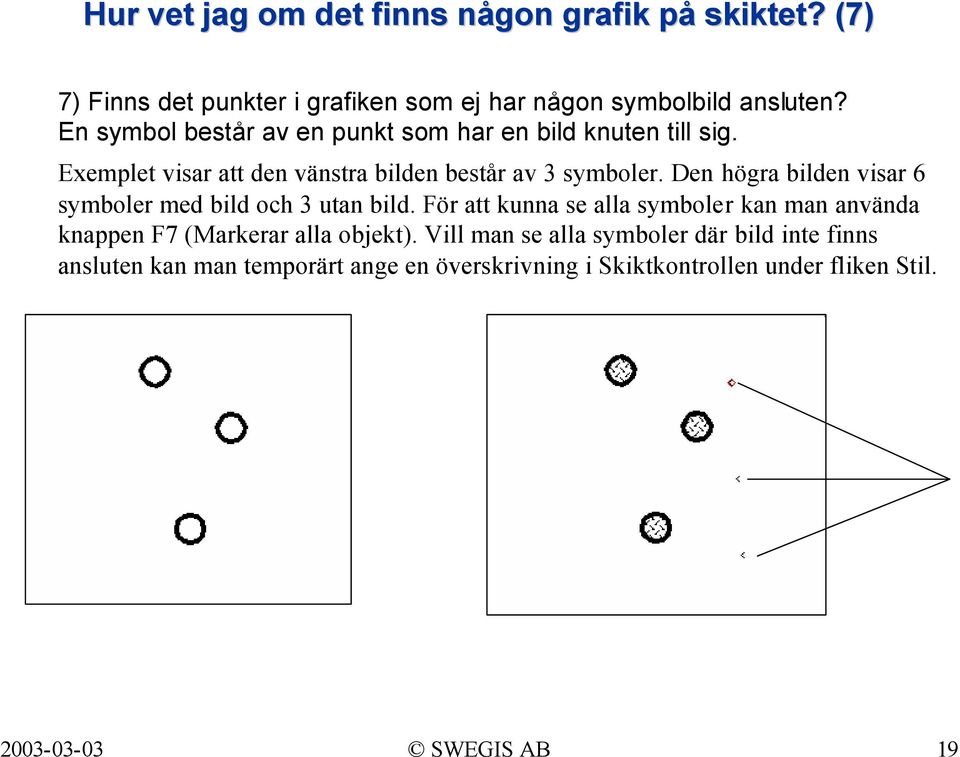 Den högra bilden visar 6 symboler med bild och 3 utan bild.