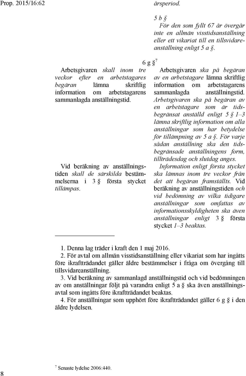 6 g 7 5 b För den som fyllt 67 år övergår inte en allmän visstidsanställning eller ett vikariat till en tillsvidareanställning enligt 5 a.