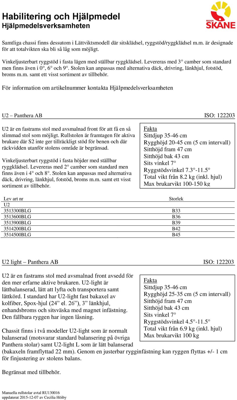 Stolen kan anpassas med alternativa däck, drivring, länkhjul, fotstöd, broms m.m. samt ett visst sortiment av tillbehör.