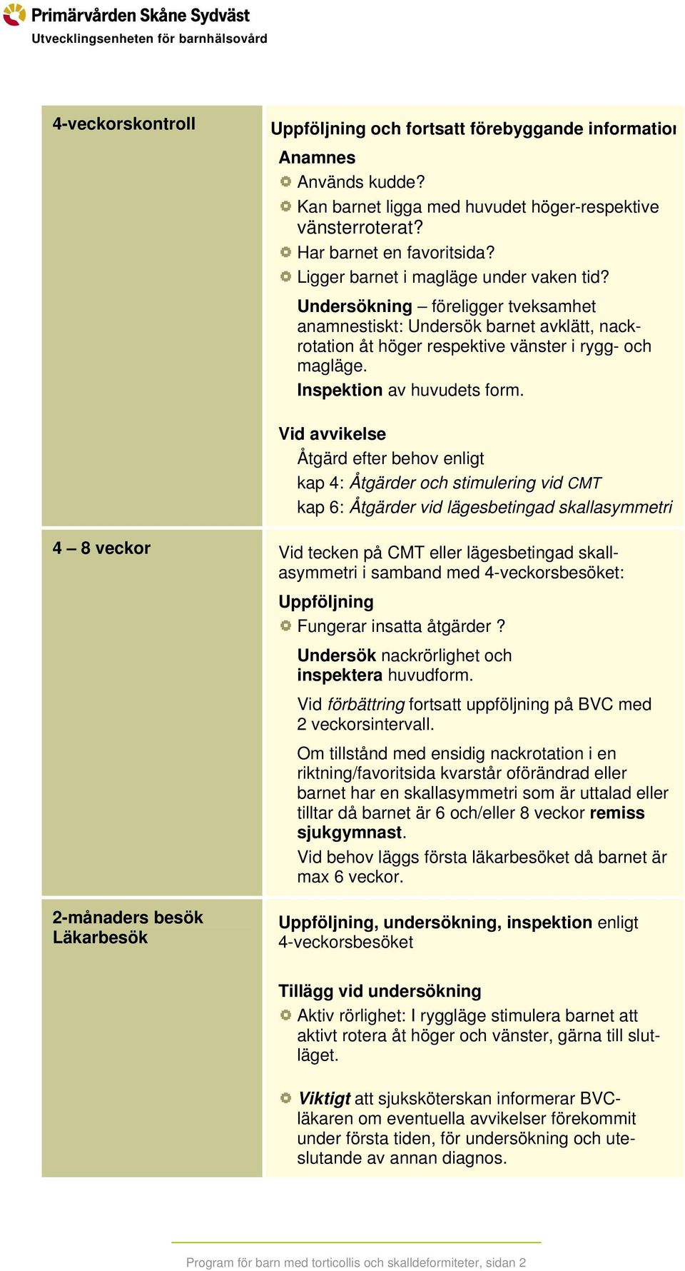 Inspektion av huvudets form.