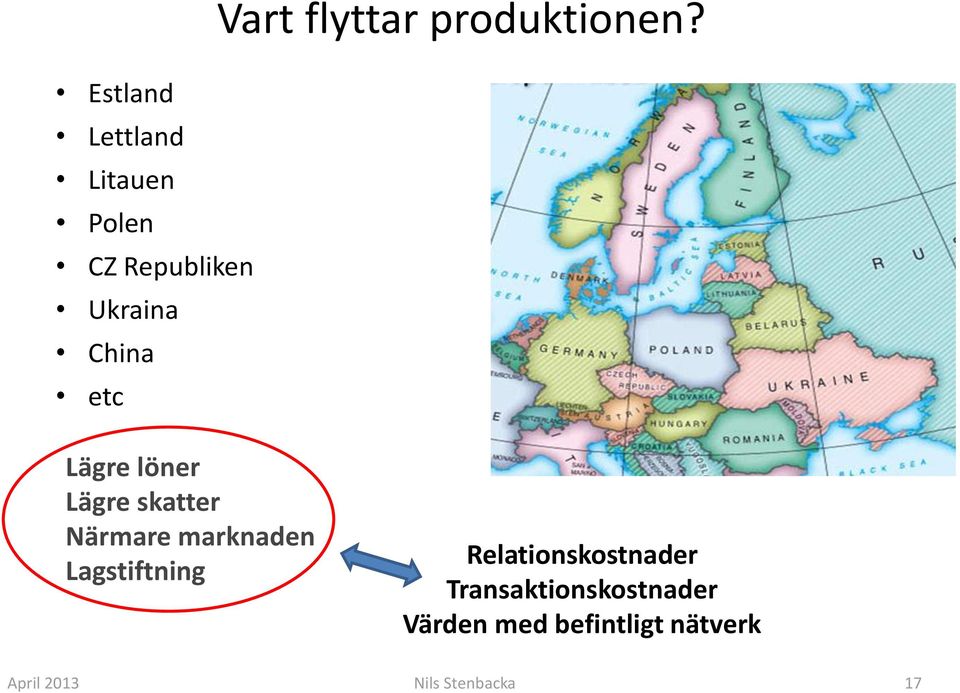 Lägre löner Lägre skatter Närmare marknaden Lagstiftning