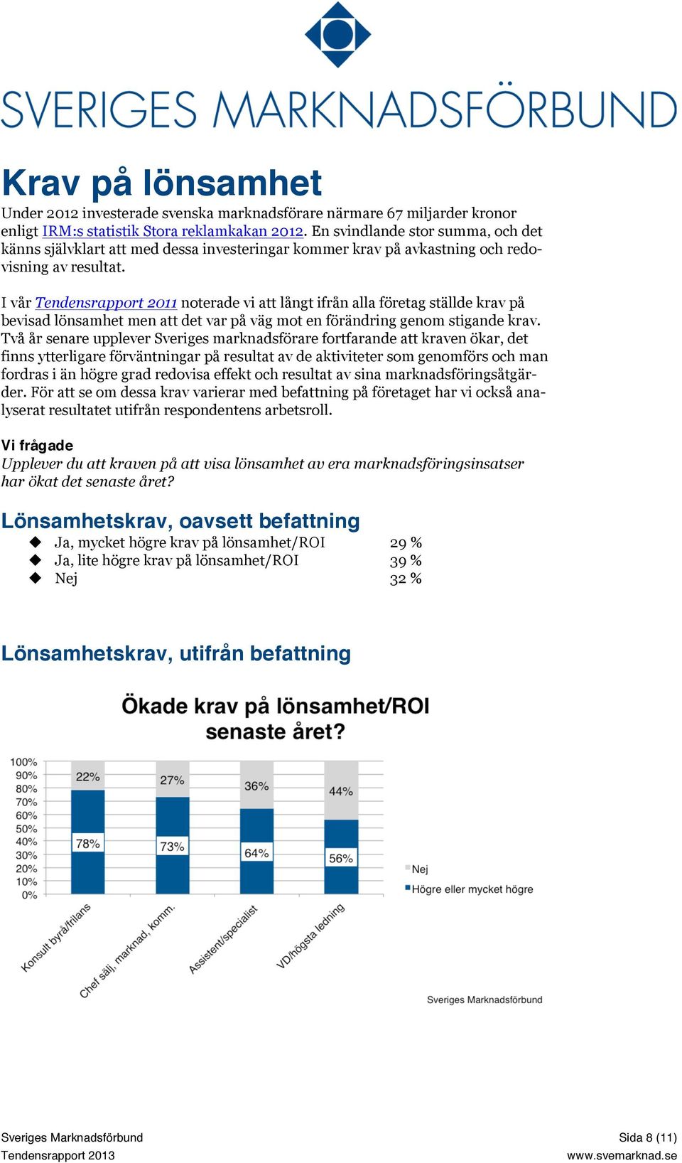 I vår Tendensrapport 2011 noterade vi att långt ifrån alla företag ställde krav på bevisad lönsamhet men att det var på väg mot en förändring genom stigande krav.