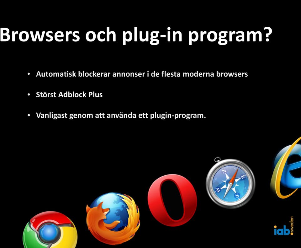 flesta moderna browsers Störst Adblock