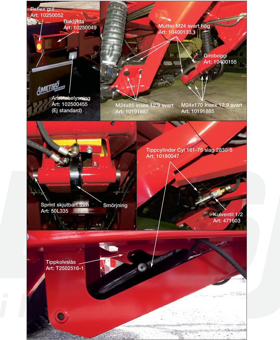 10191887 M24x170 Insex 12,9 svart Art: 10191885 Tippcylinder Cyl 161-75 slag 2830-5 Art: