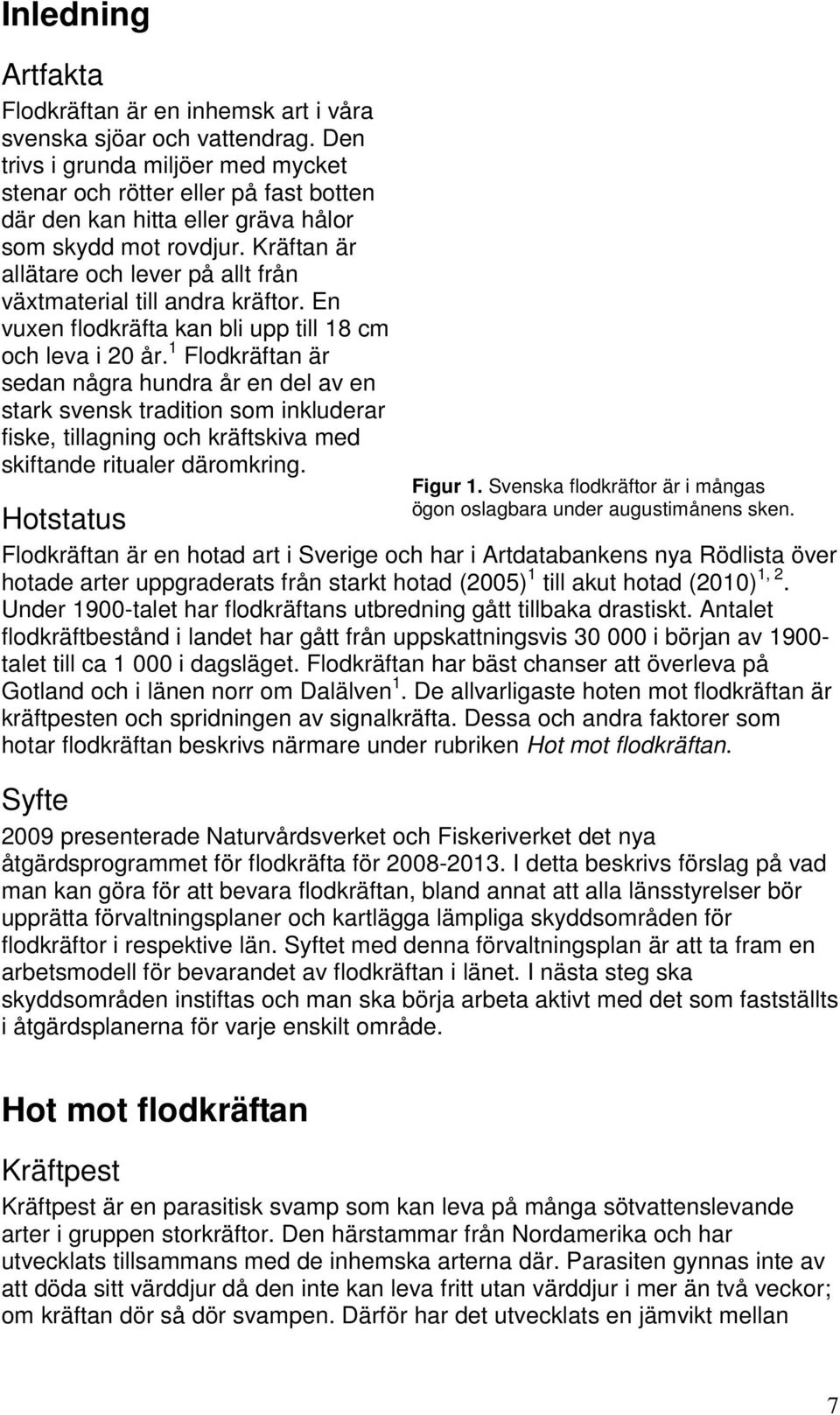 Kräftan är allätare och lever på allt från växtmaterial till andra kräftor. En vuxen flodkräfta kan bli upp till 18 cm och leva i 20 år.