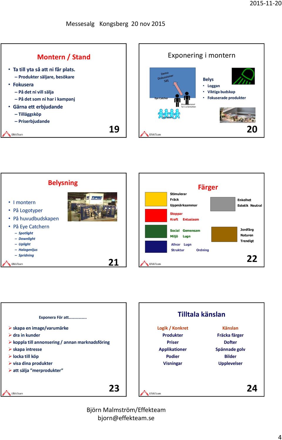 Loggan Viktiga budskap Fokuserade produkter 20 Belysning Stimulerar Färger I montern På Logotyper På huvudbudskapen På Eye Catchern Spotlight Downlight Uplight Halogenljus Spridning 21 Fräck