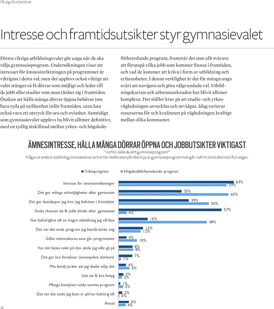 studier som man tänker sig i framtiden. Önskan att hålla många dörrar öppna behöver inte bara tyda på nyfikenhet inför framtiden, utan kan också vara ett uttryck för oro och ovisshet.