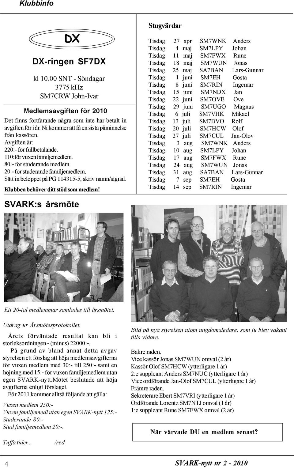 Sätt in beloppet på PG 114315-5, skriv namn/signal. Klubben behöver ditt stöd som medlem!