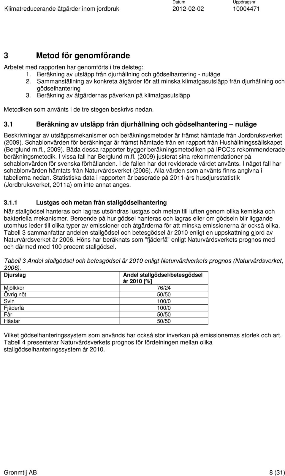 Beräkning av åtgärdernas påverkan på klimatgasutsläpp Metodiken som använts i de tre stegen beskrivs nedan. 3.