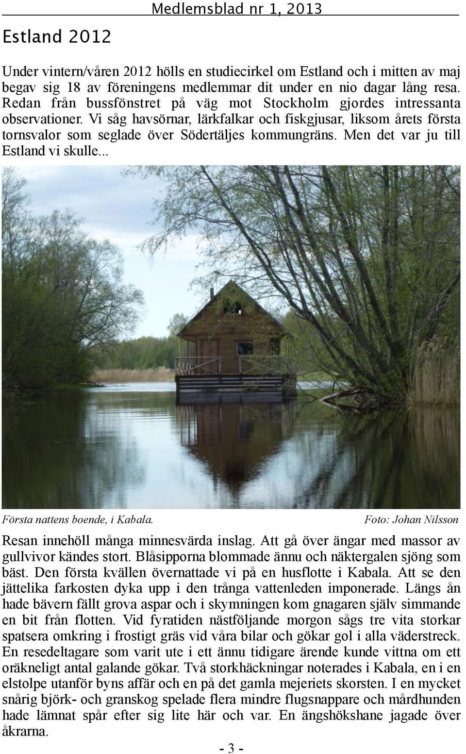 Men det var ju till Estland vi skulle... Första nattens boende, i Kabala. Resan innehöll många minnesvärda inslag. Att gå över ängar med massor av gullvivor kändes stort.