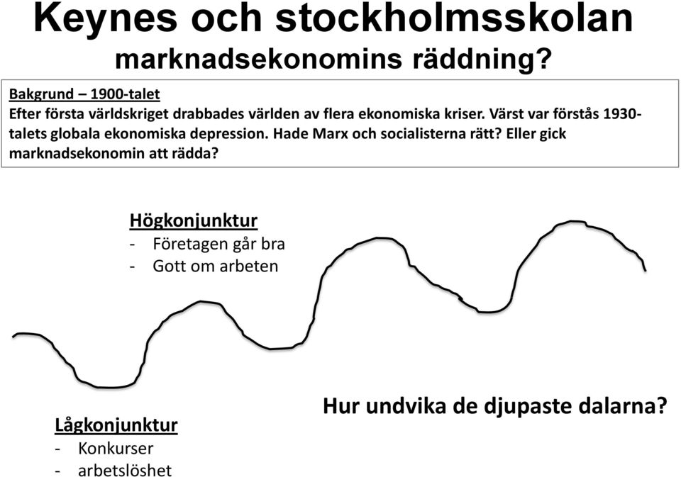 Värst var förstås 1930- talets globala ekonomiska depression. Hade Marx och socialisterna rätt?