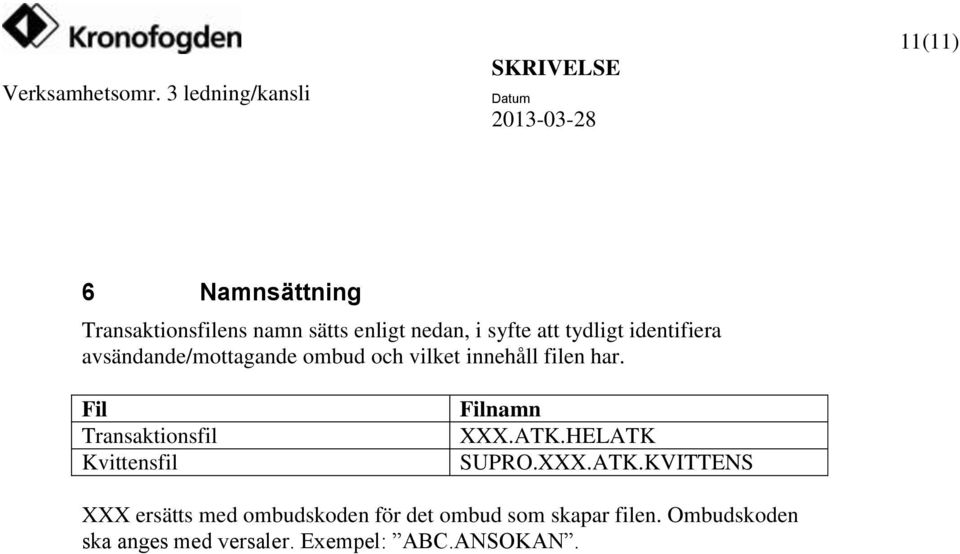 Fil Transaktionsfil Kvittensfil Filnamn XXX.ATK.