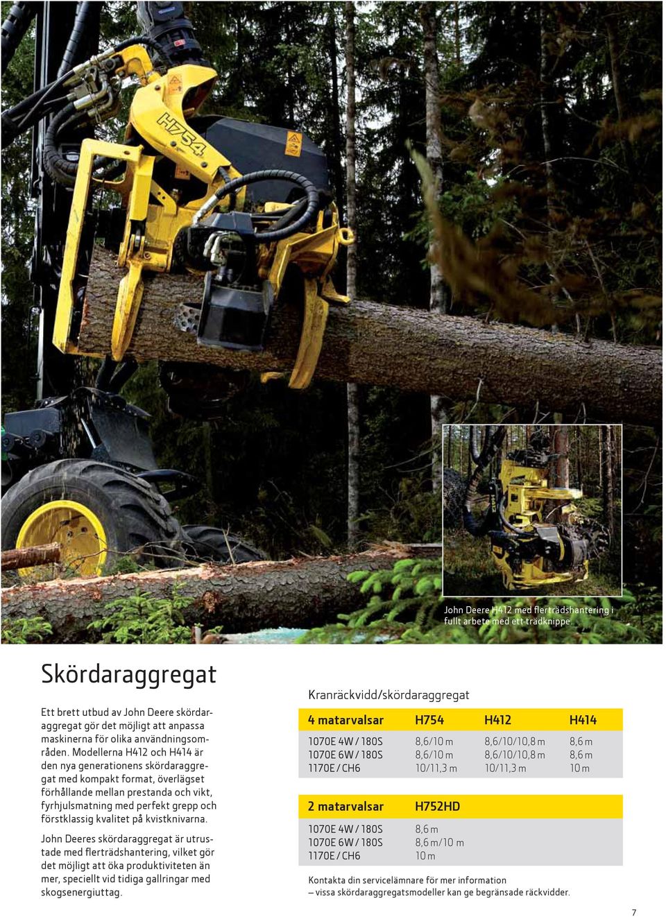 Modellerna H412 och H414 är den nya generationens skördaraggregat med kompakt format, överlägset förhållande mellan prestanda och vikt, fyrhjulsmatning med perfekt grepp och förstklassig kvalitet på