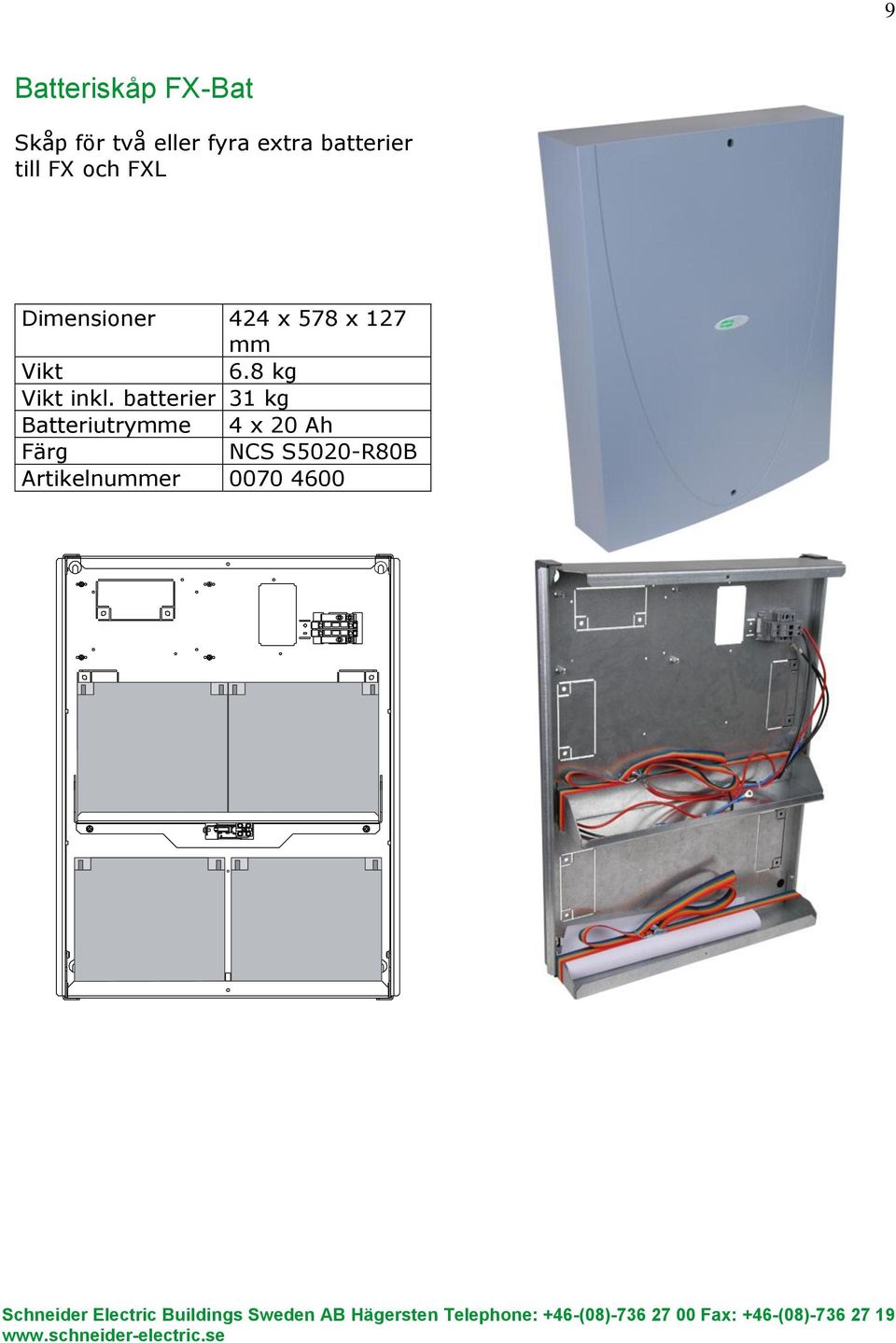 578 x 127 mm 6.8 kg inkl.