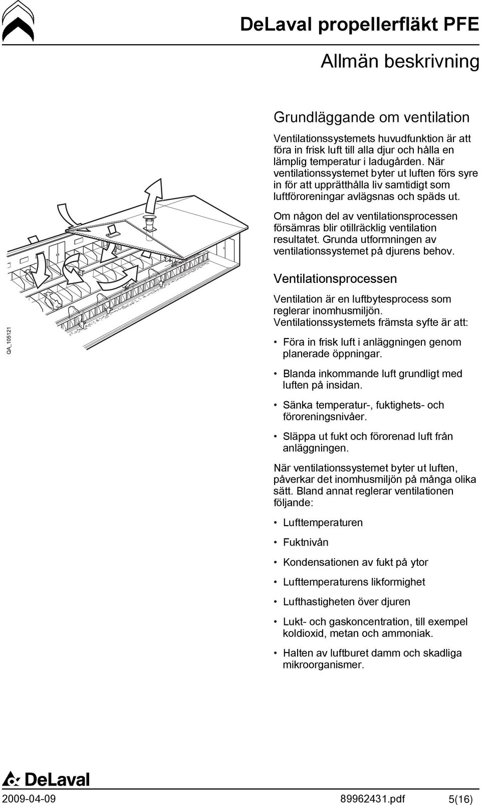 Om någon del av ventilationsprocessen försämras blir otillräcklig ventilation resultatet. Grunda utformningen av ventilationssystemet på djurens behov.