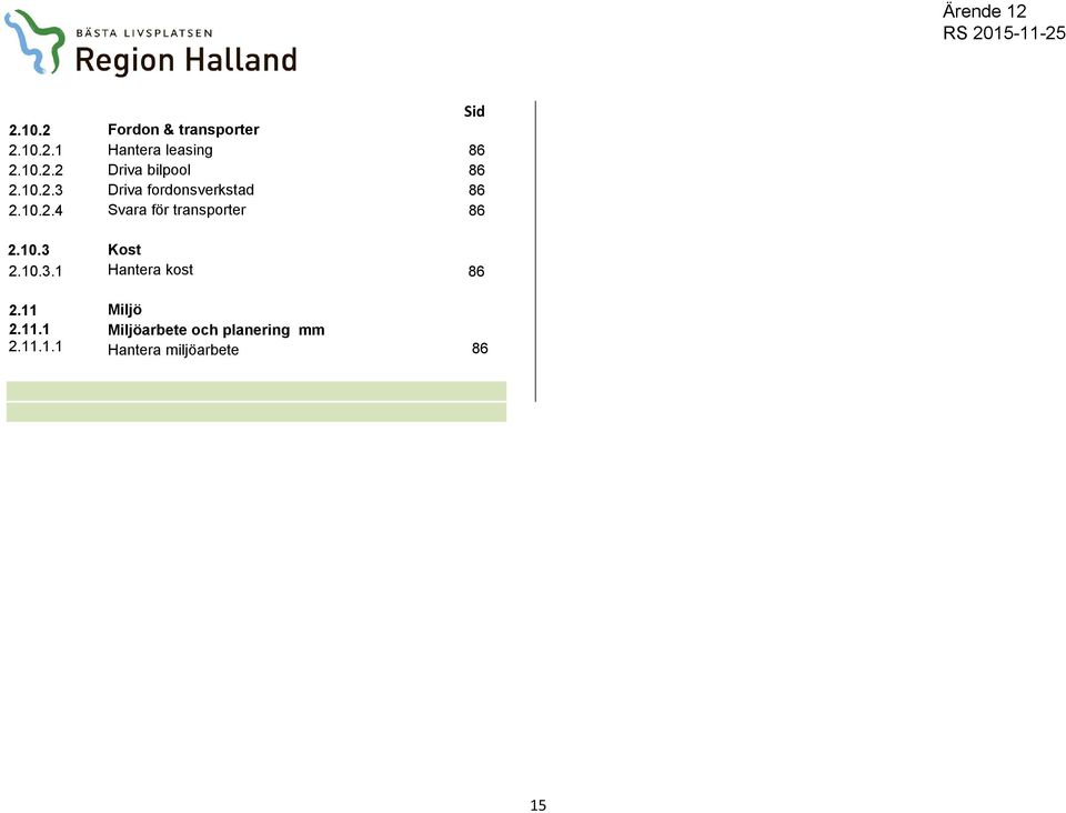 10.3 2.10.3.1 Kost Hantera kost 86 2.11 2.11.1 2.11.1.1 Miljö Miljöarbete och planering mm Hantera miljöarbete 86 15