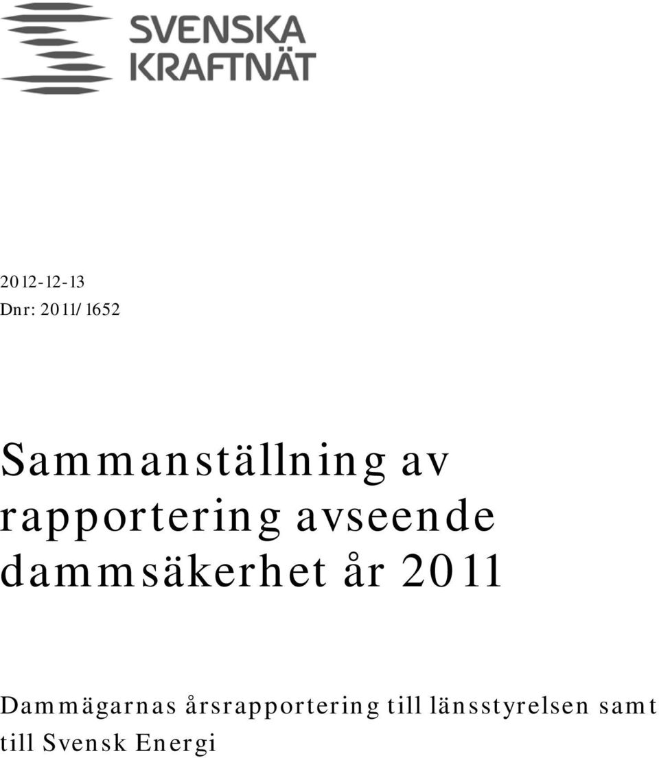 avseende dammsäkerhet år 2011