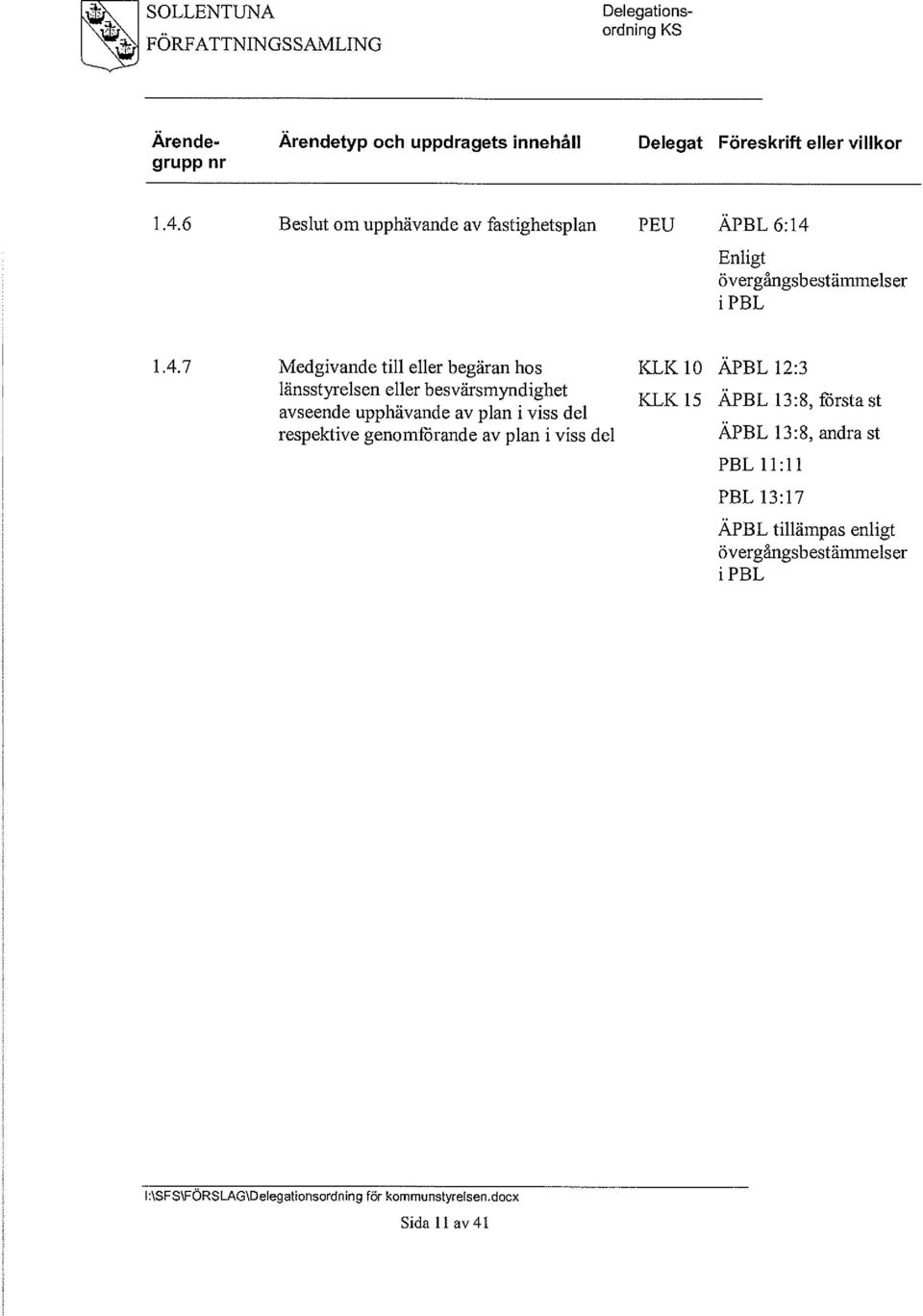 Enligt ö vergångsb est ämmels er i PBL 1.4.