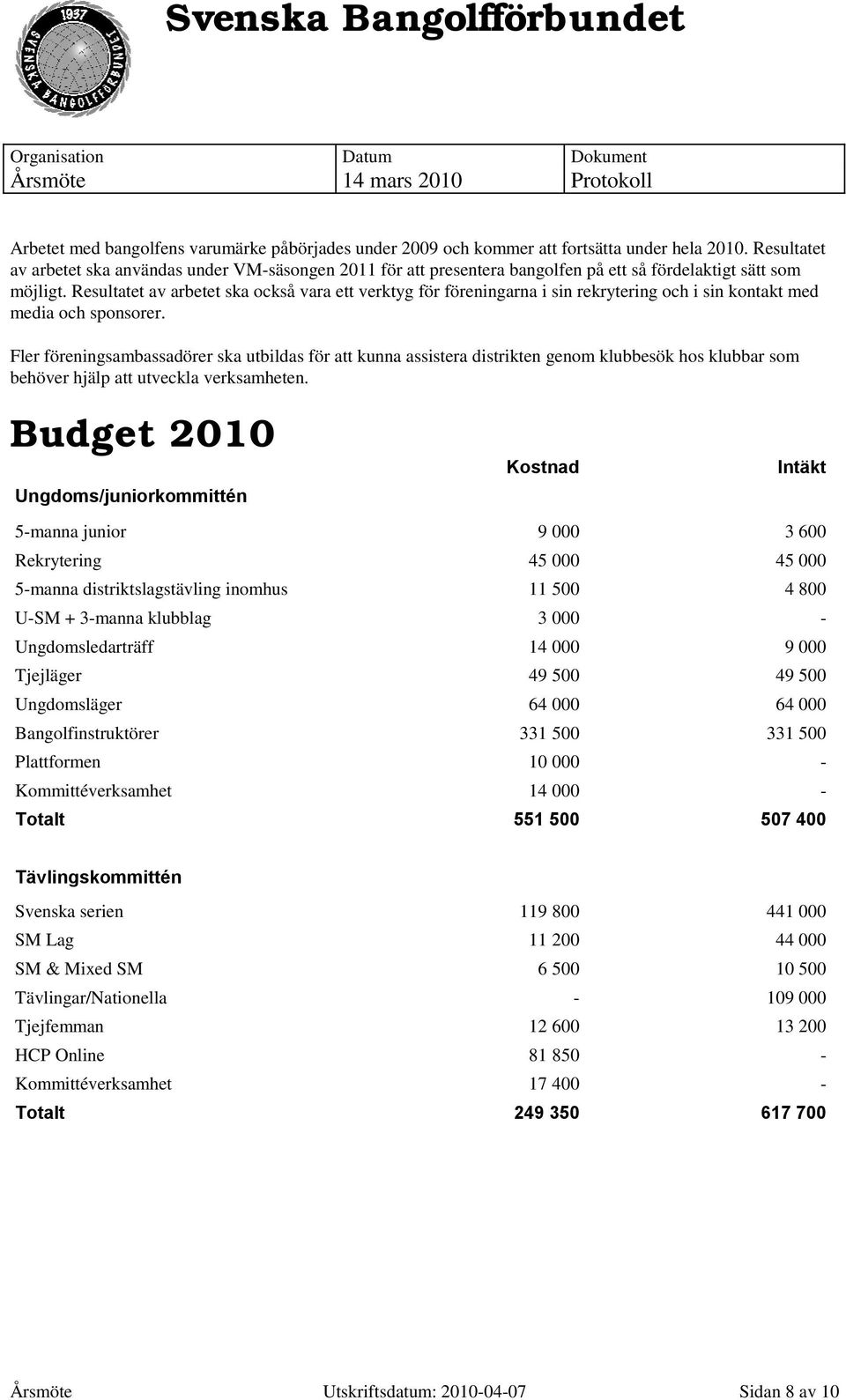 Resultatet av arbetet ska också vara ett verktyg för föreningarna i sin rekrytering och i sin kontakt med media och sponsorer.