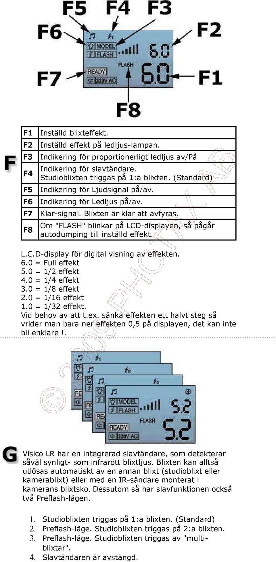 6.0 = Full effekt 5.0 = 1/2 effekt 4.0 = 1/4 effekt 3.0 = 1/8 effekt 2.0 = 1/16 effekt 1.0 = 1/32 effekt. Vid behov av att t.ex.