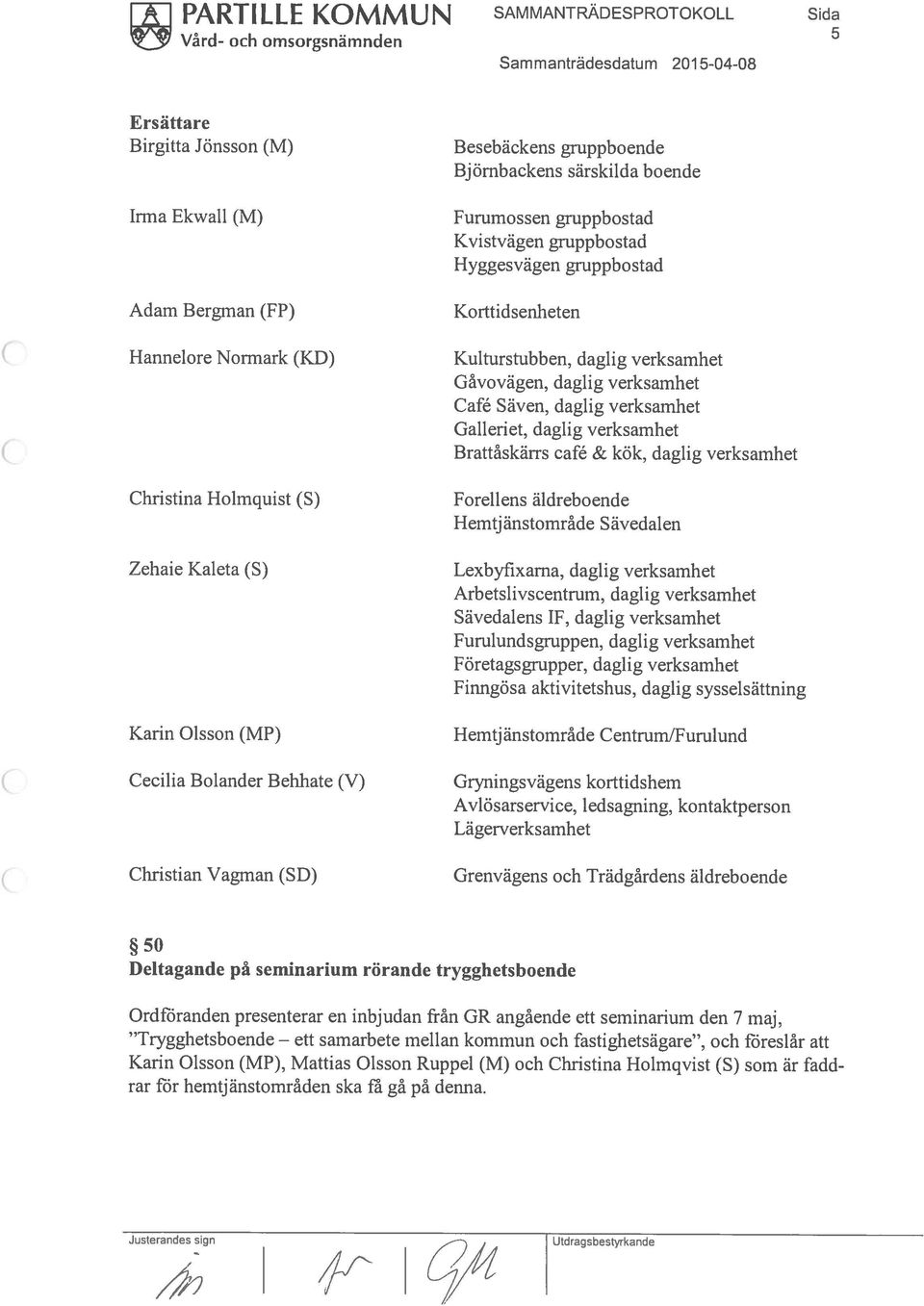 Hyggesvägen gruppbostad Korttidsenheten Kulturstubben, daglig verksamhet Gåvovägen, daglig verksamhet Café Säven, daglig verksamhet Galleriet, daglig verksamhet Brattåskärrs café & kök, daglig