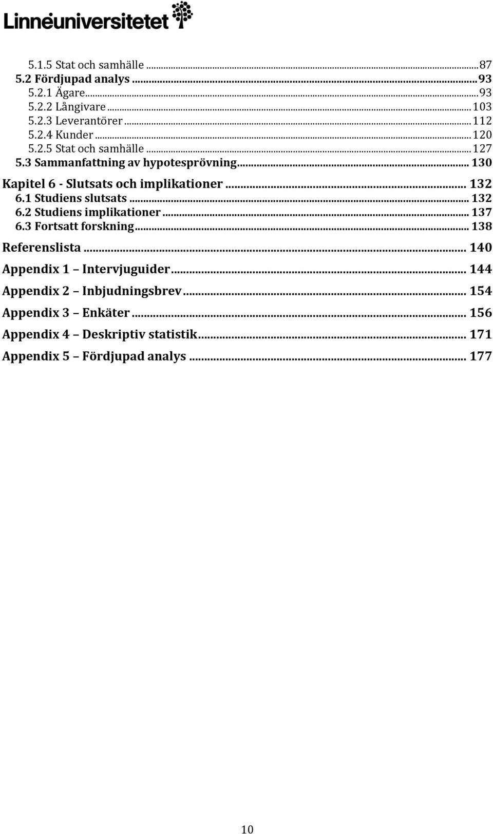 1 Studiens slutsats... 132 6.2 Studiens implikationer... 137 6.3 Fortsatt forskning... 138 Referenslista... 140 Appendix 1 Intervjuguider.