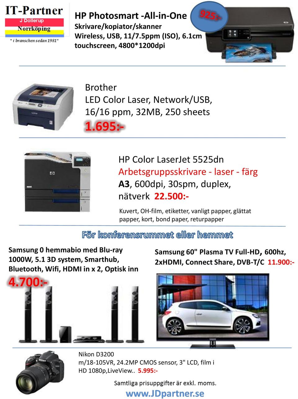 695:- HP Color LaserJet 5525dn Arbetsgruppsskrivare - laser - färg A3, 600dpi, 30spm, duplex, nätverk 22.