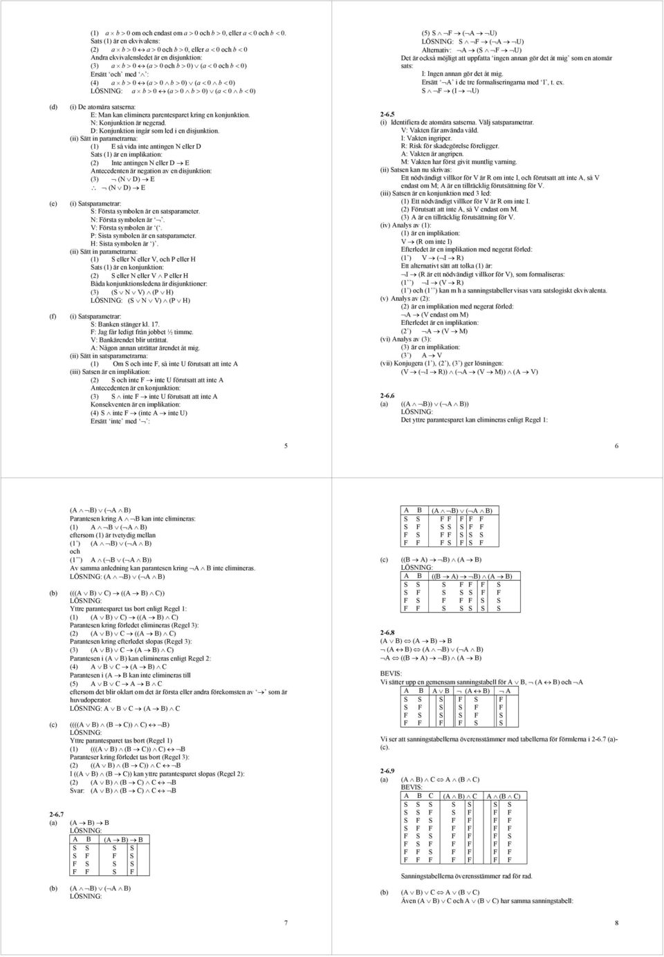 < 0) b > 0 ( > 0 b > 0) ( < 0 b < 0) (i) De tomär stsern: E: Mn kn eliminer prentespret kring en konjunktion. N: Konjunktion är negerd. D: Konjunktion ingår som led i en disjunktion.