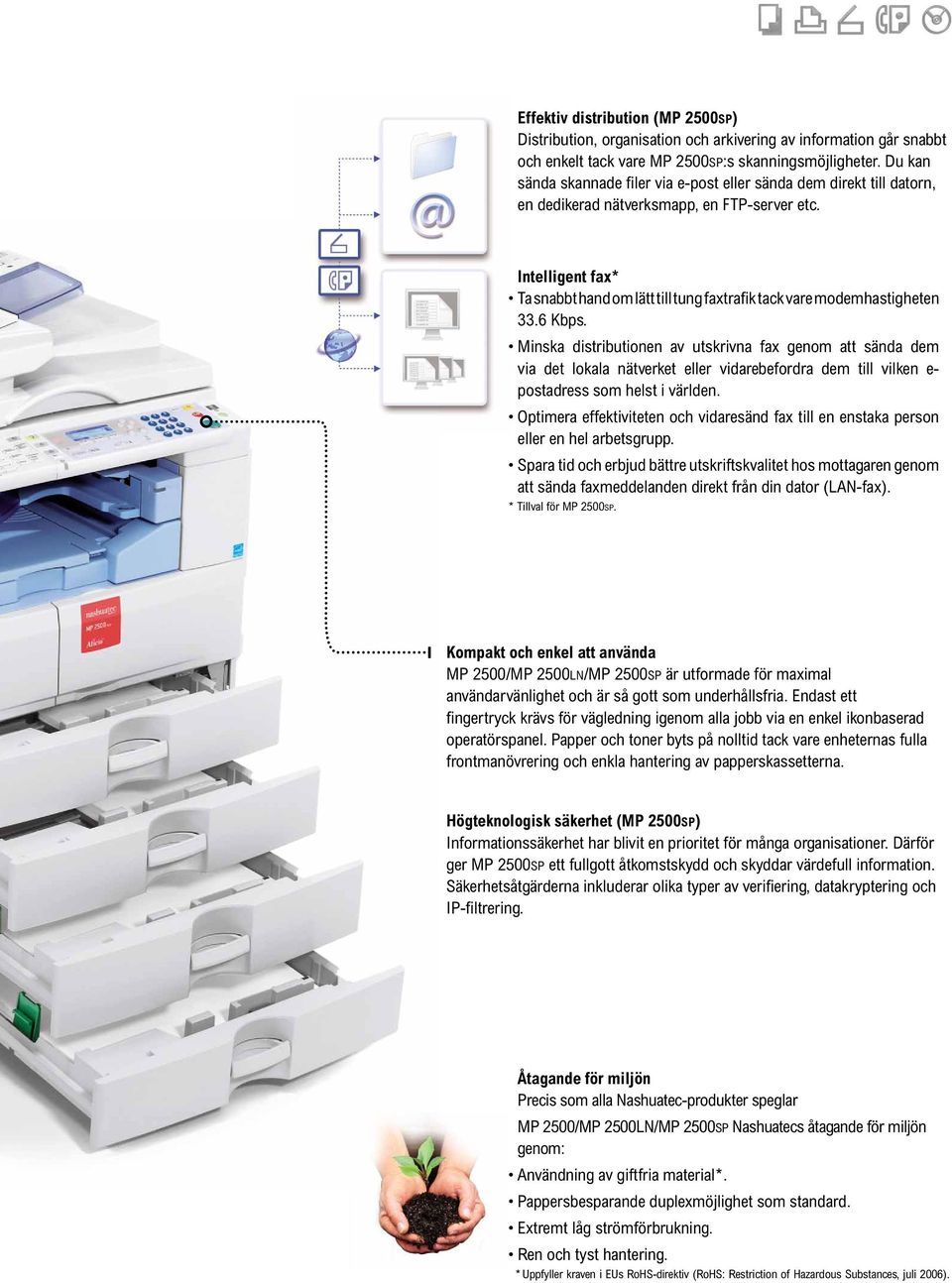 Intelligent fax* Ta snabbt hand om lätt till tung faxtrafik tack vare modemhastigheten 33.6 Kbps.
