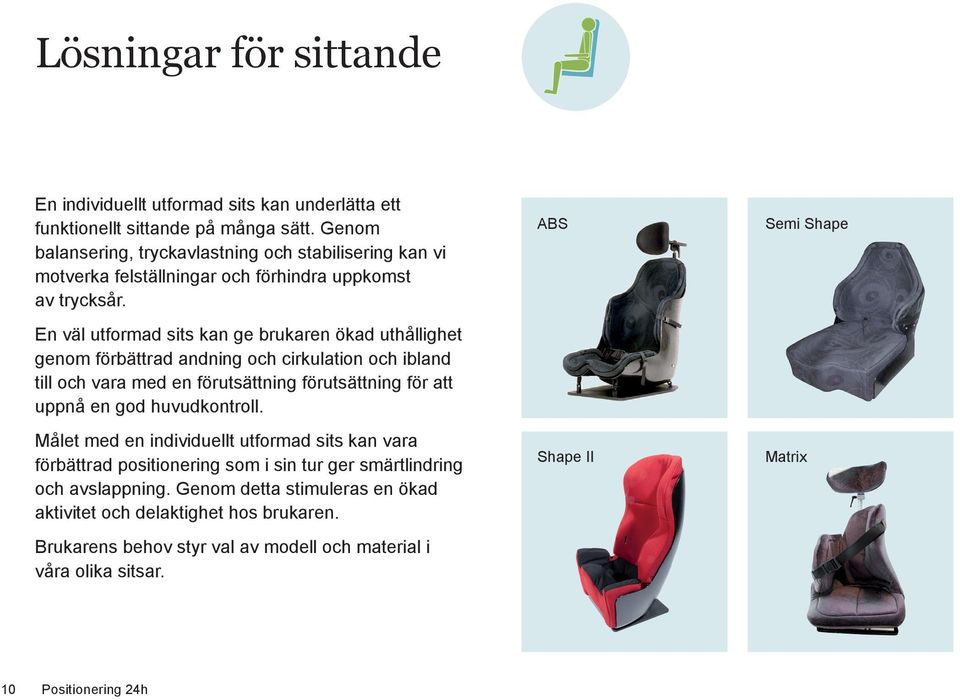 En väl utformad sits kan ge brukaren ökad uthållighet genom förbättrad andning och cirkulation och ibland till och vara med en förutsättning förutsättning för att uppnå en god