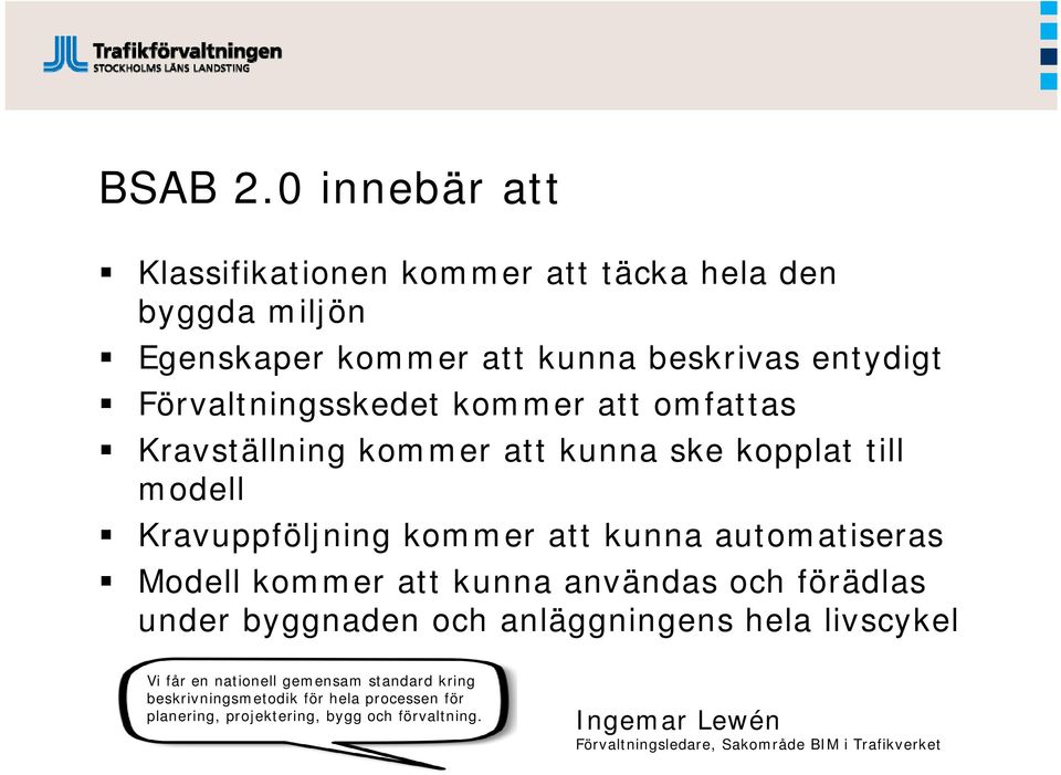 kmmer att mfattas Kravställning kmmer att kunna ske kpplat till mdell Kravuppföljning kmmer att kunna autmatiseras Mdell kmmer att