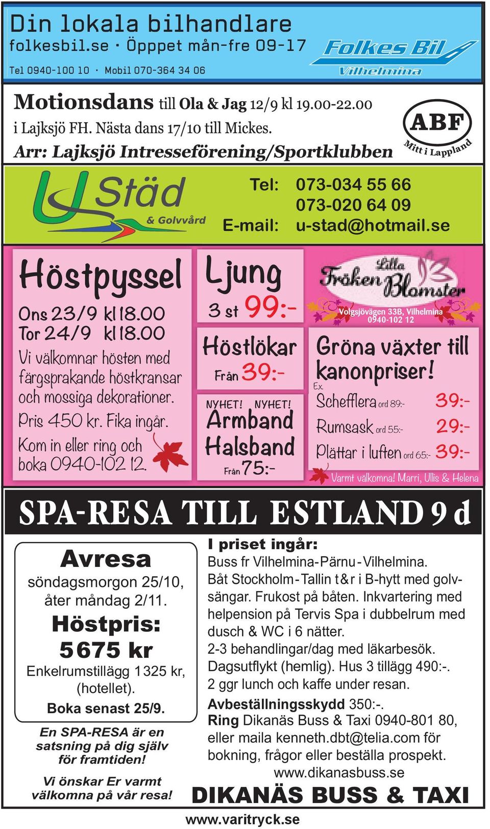 se Ljung 3 st 99:- Höstlökar Från 39:- NYHET! NYHET! Armband Halsband Från 75:- Gröna växter till kanonpriser! Ex.