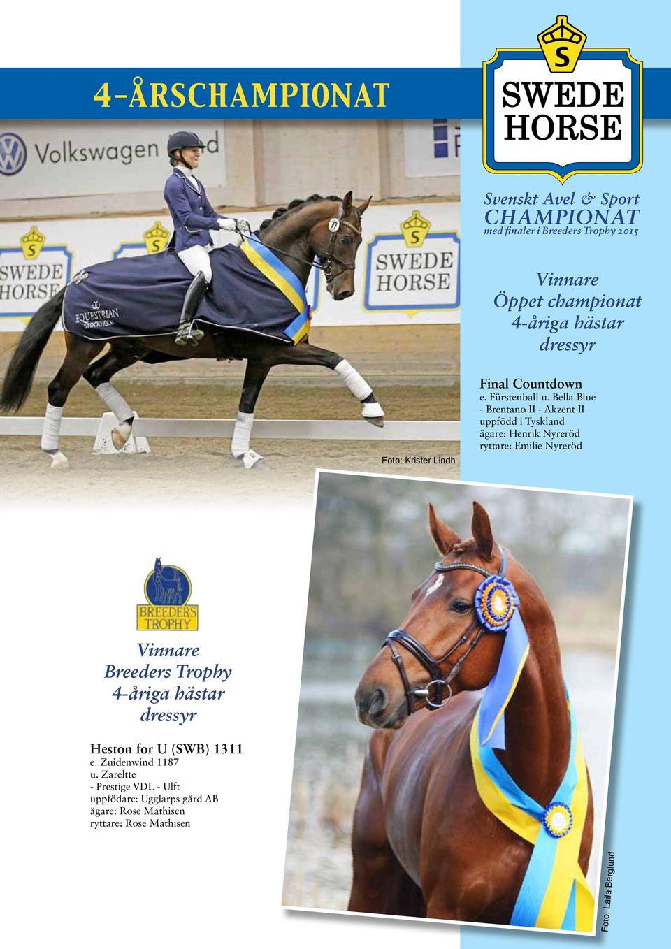 Nyreröd Breeders Trophy 4-åriga hästar dressyr Heston for U (SWB) 1311 e. Zuidenwind 1187 u.