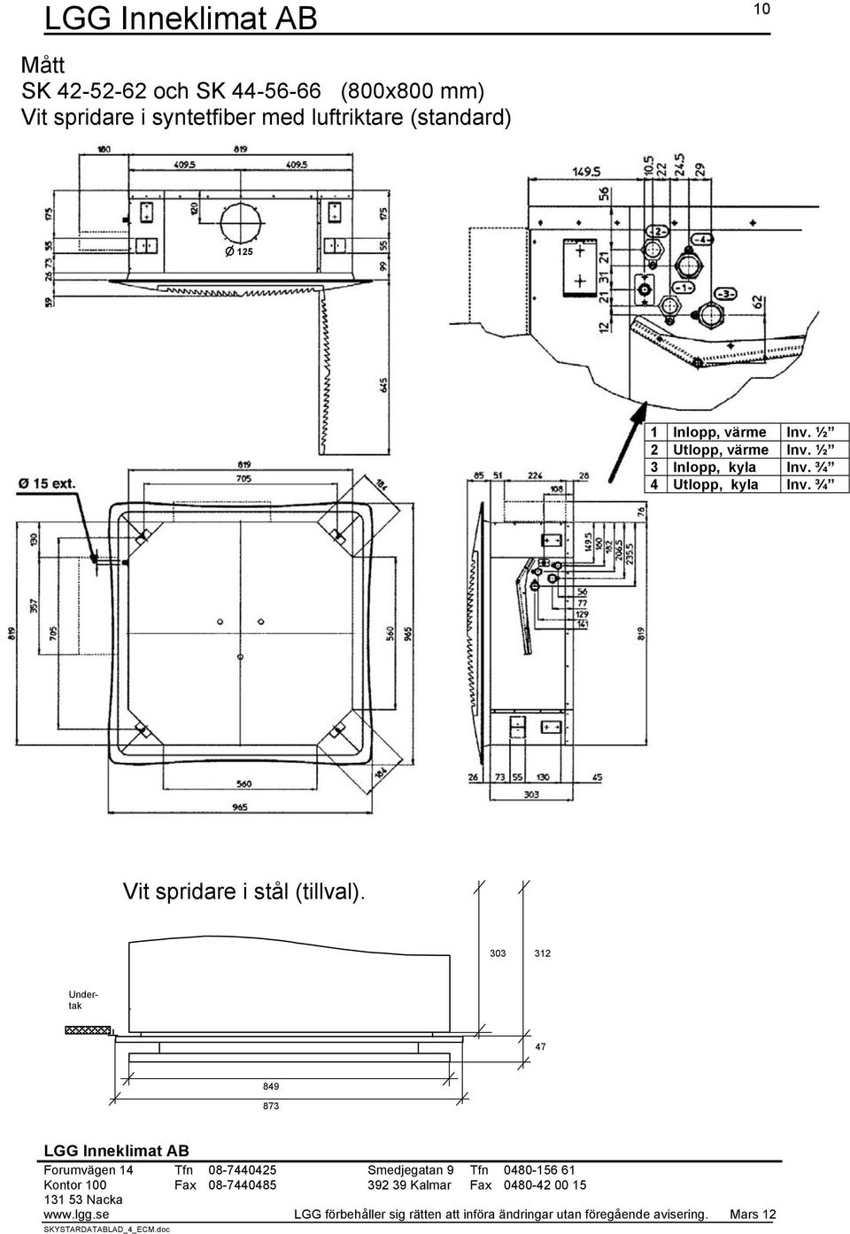 303 312 Undertak 47 849 873 LGG Inneklimat AB Forumvägen 14 Tfn 08-7440425 Smedjegatan 9 Tfn 0480-156 61 Kontor 100 Fax 08-7440485