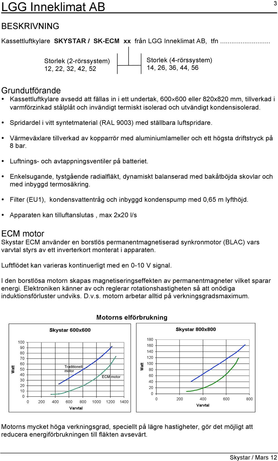 varmförzinkad stålplåt och invändigt termiskt isolerad och utvändigt kondensisolerad. Spridardel i vitt syntetmaterial (RAL 9003) med ställbara luftspridare.