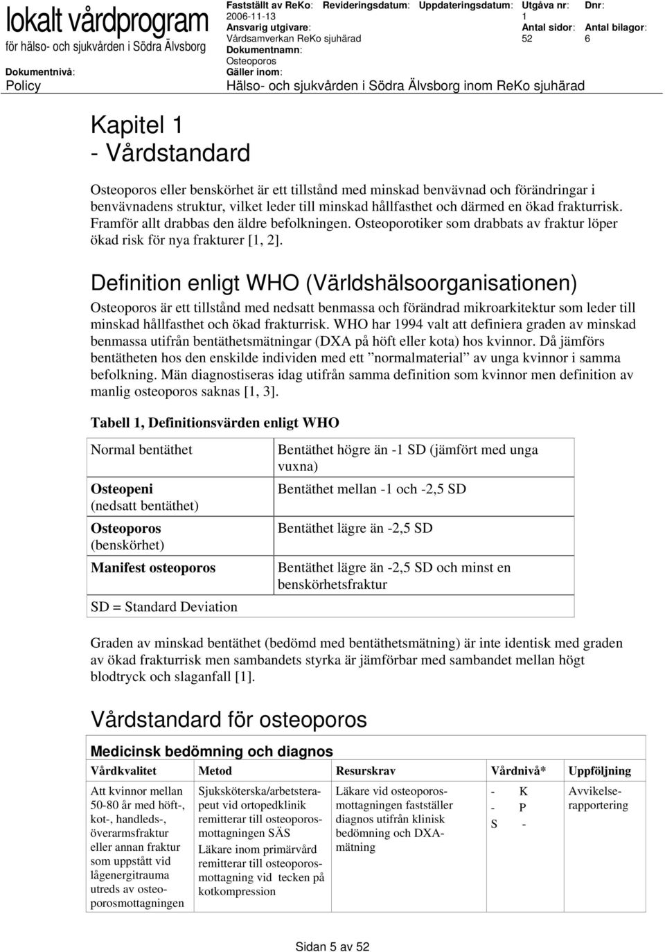 Definition enligt WHO (Världshälsoorganisationen) är ett tillstånd med nedsatt benmassa och förändrad mikroarkitektur som leder till minskad hållfasthet och ökad frakturrisk.