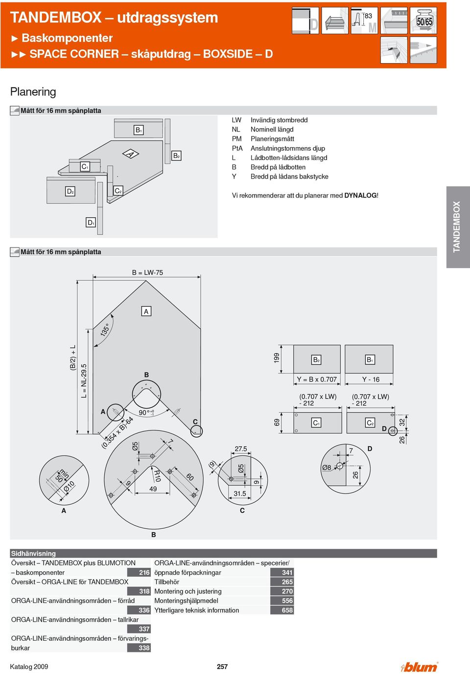 Mått för 16 mm spånplatta Sidhänvisning Översikt plus BLUMOTION baskomponenter 216 Översikt ORGALINE för 318 ORGALINEanvändningsområden förråd 336