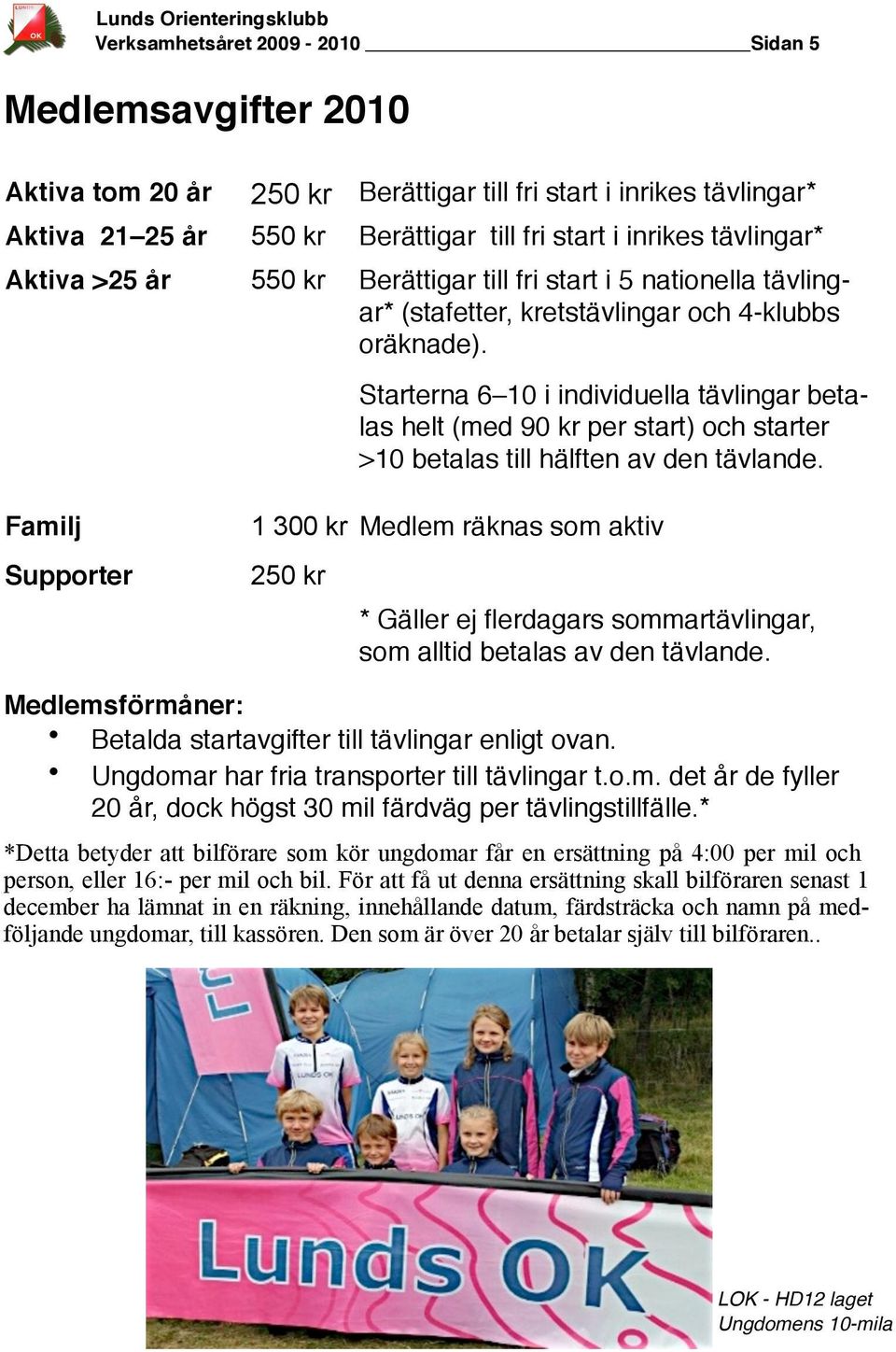 Starterna 6 10 i individuella tävlingar betalas helt (med 90 kr per start) och starter >10 betalas till hälften av den tävlande.